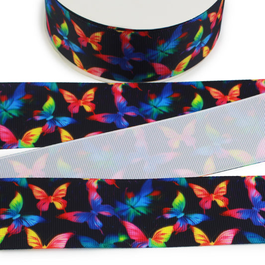 Neon Butterflies Grosgrain Ribbon