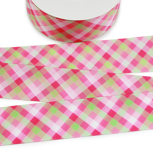 Strawberry Plaid Grosgrain Ribbon