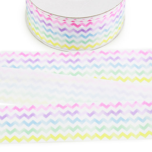 Pastel Rainbow Chevron Grosgrain Ribbon