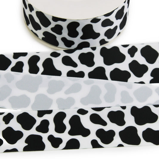 Black Cow Spots Grosgrain Ribbon