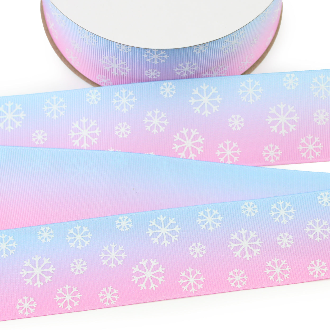 White Snowflakes Grosgrain Ribbon