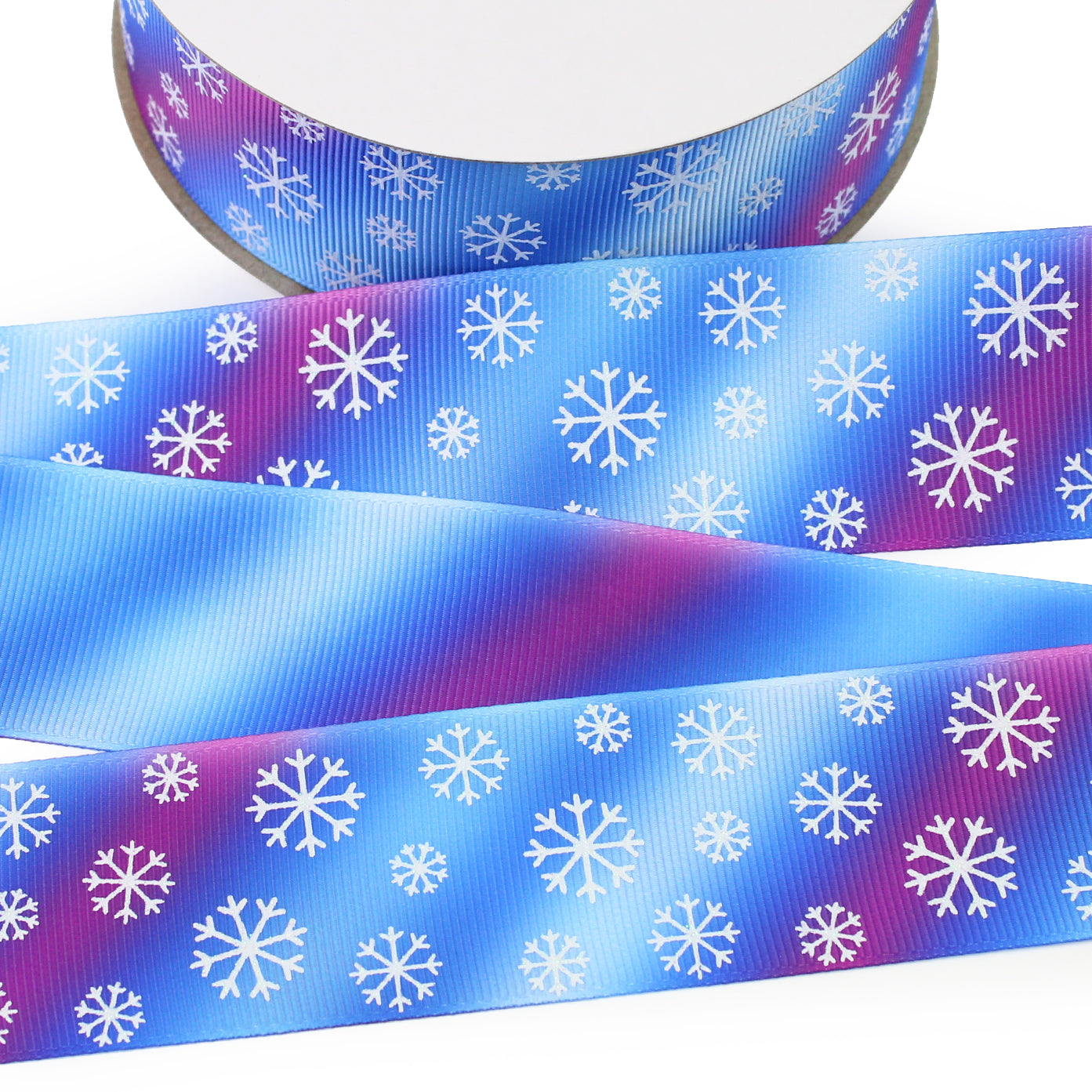 White Snowflakes Grosgrain Ribbon