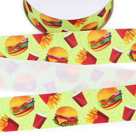 Hamburger and Fries Grosgrain Ribbon