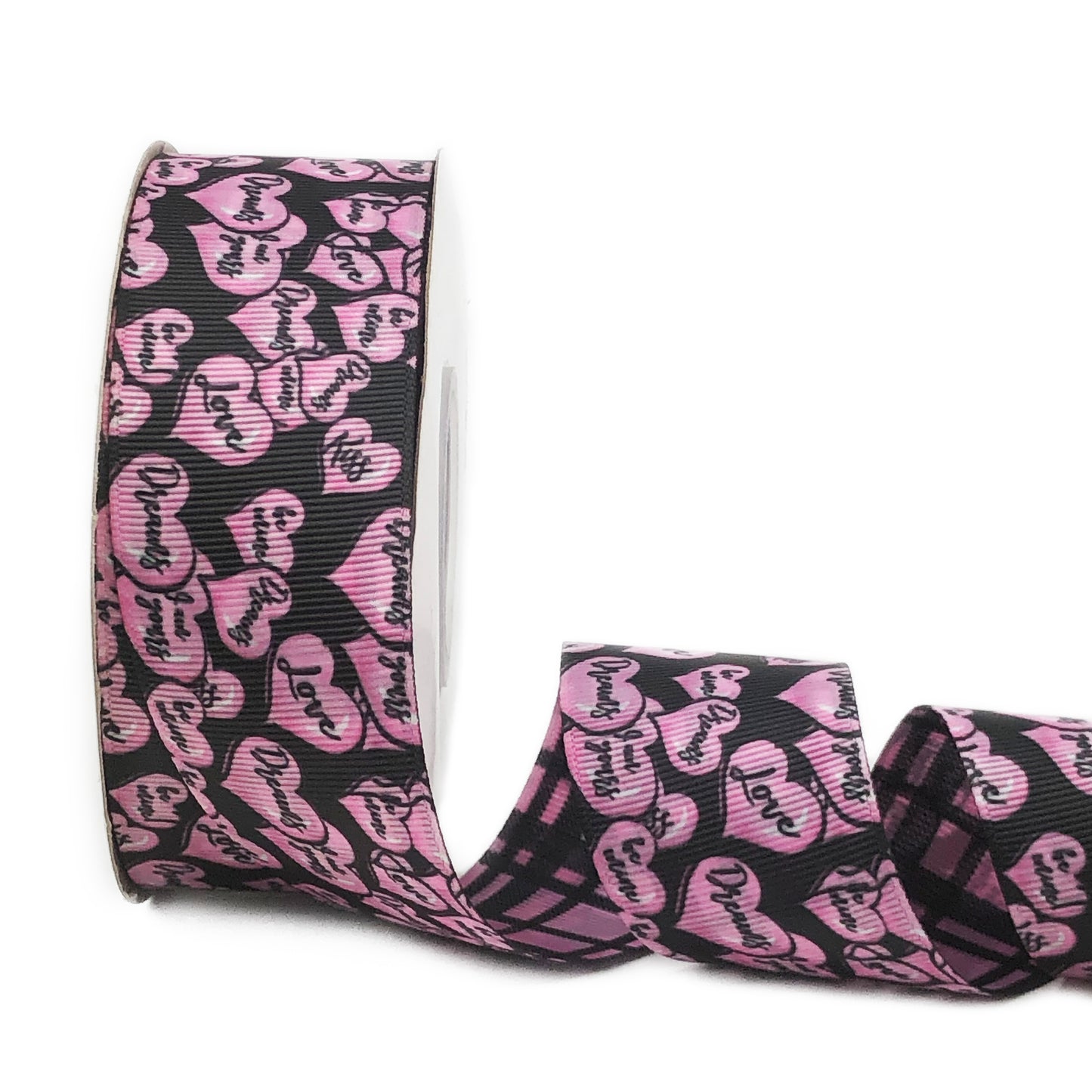 Pink Conversation Hearts Grosgrain Ribbon