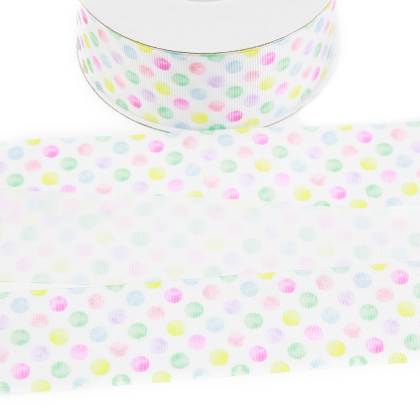 Pastel Rainbow Dots Grosgrain Ribbon