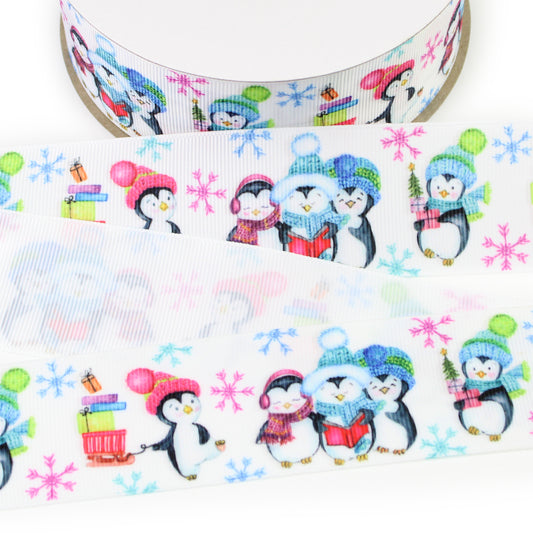 Holly Jolly Penguins Grosgrain Ribbon