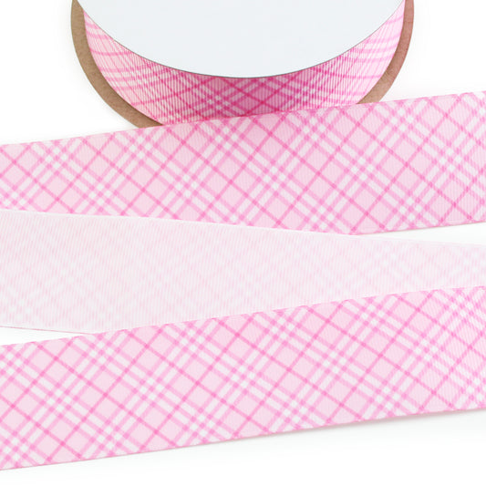 Pink Plaid Grosgrain Ribbon