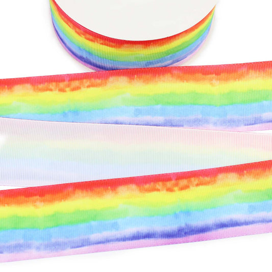 Watercolor Rainbow Grosgrain Ribbon