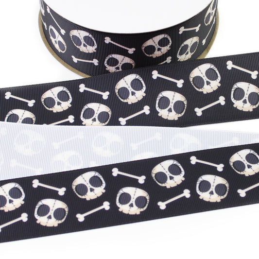 Skulls And Bones Grosgrain Ribbon