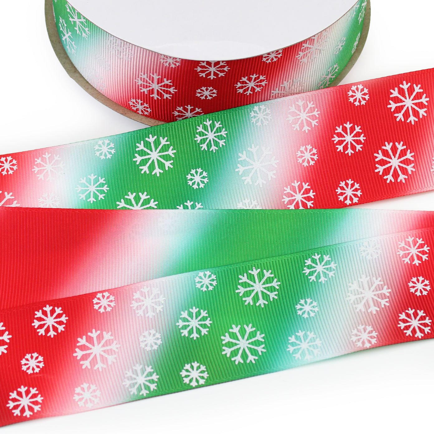 White Snowflakes Grosgrain Ribbon