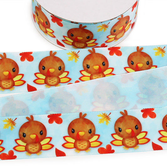 Watercolor Turkey Grosgrain Ribbon