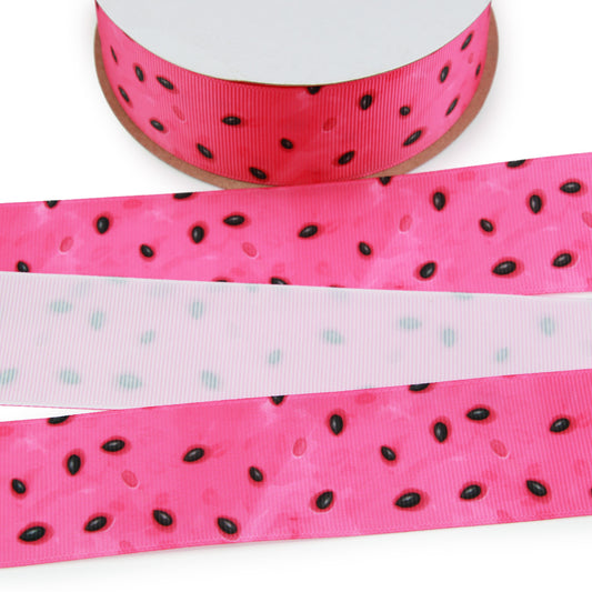 Watercolor Watermelon Seeds Grosgrain Ribbon