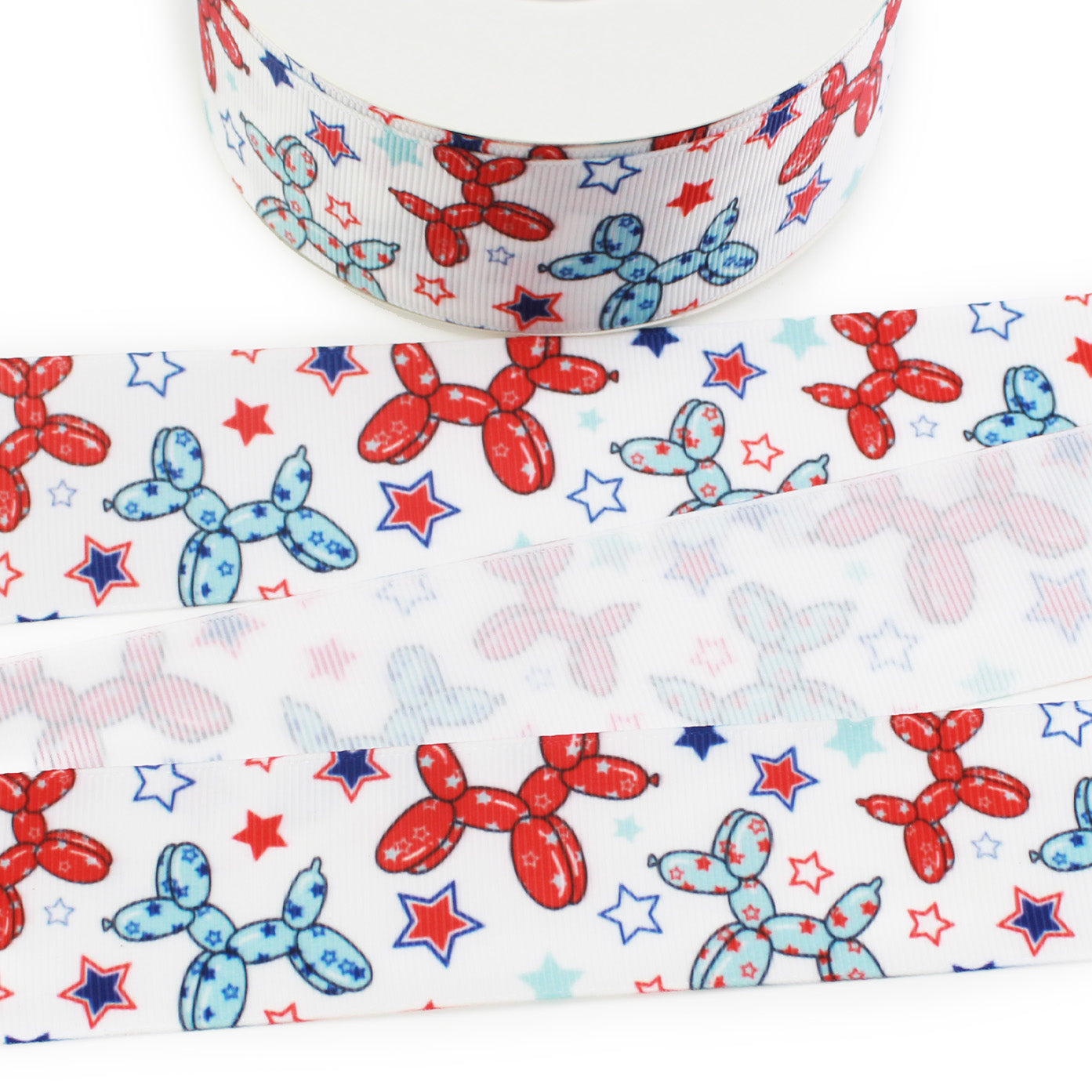 4th of July Balloon Dogs Grosgrain Ribbon