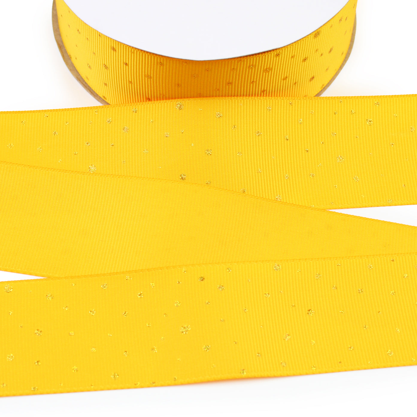 Gold Glitter Dots Dandelion Grosgrain Ribbon