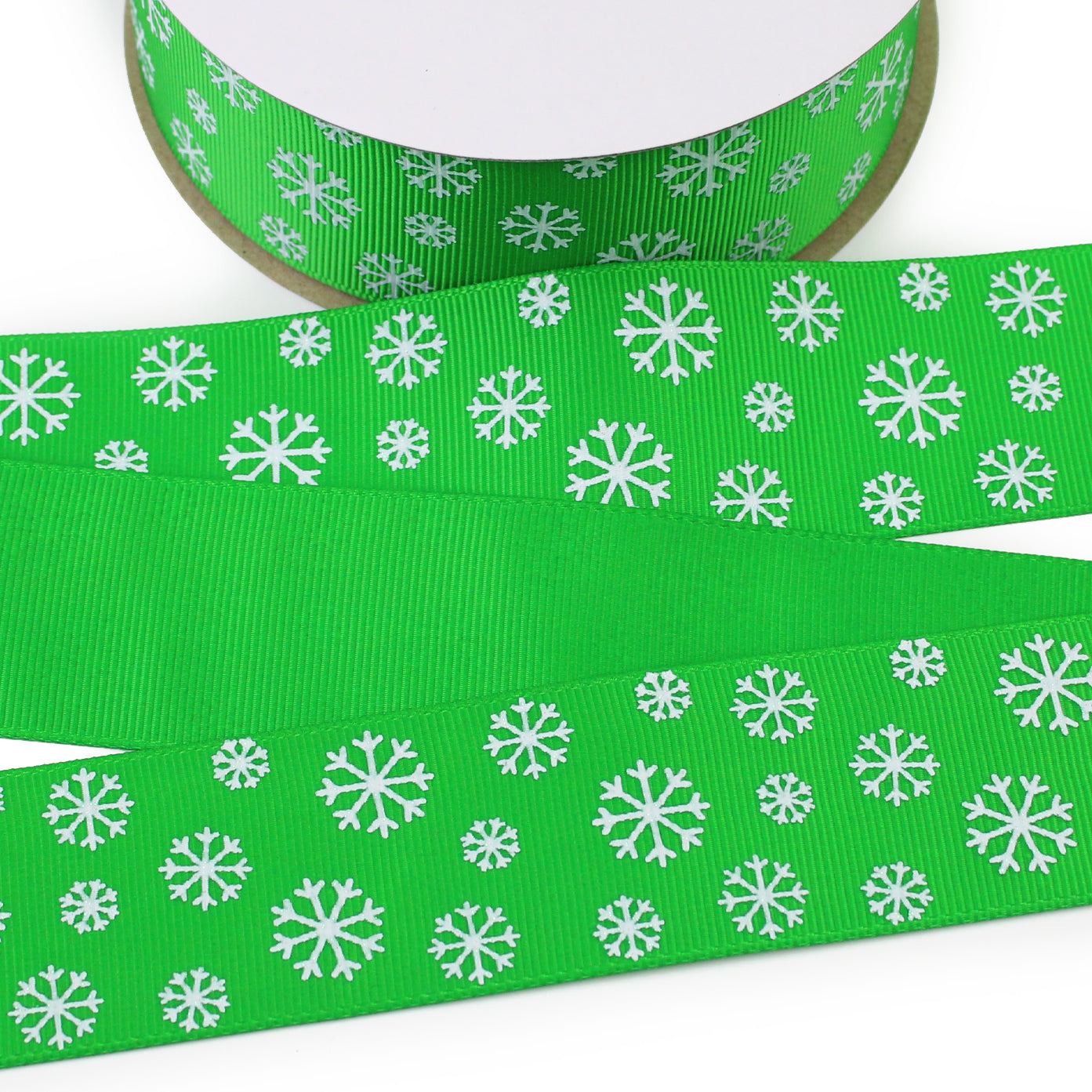 White Snowflakes Grosgrain Ribbon