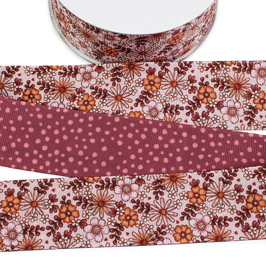 Boho Fall Florals Grosgrain Ribbon