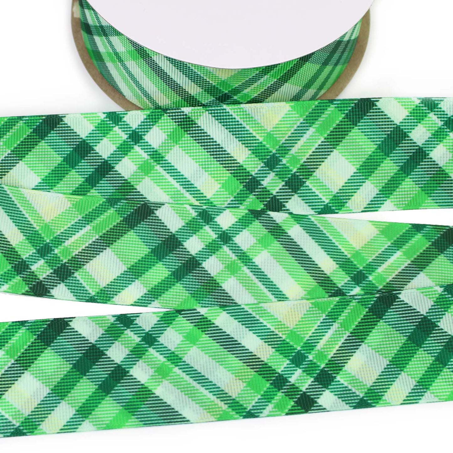 Green Plaid Grosgrain Ribbon