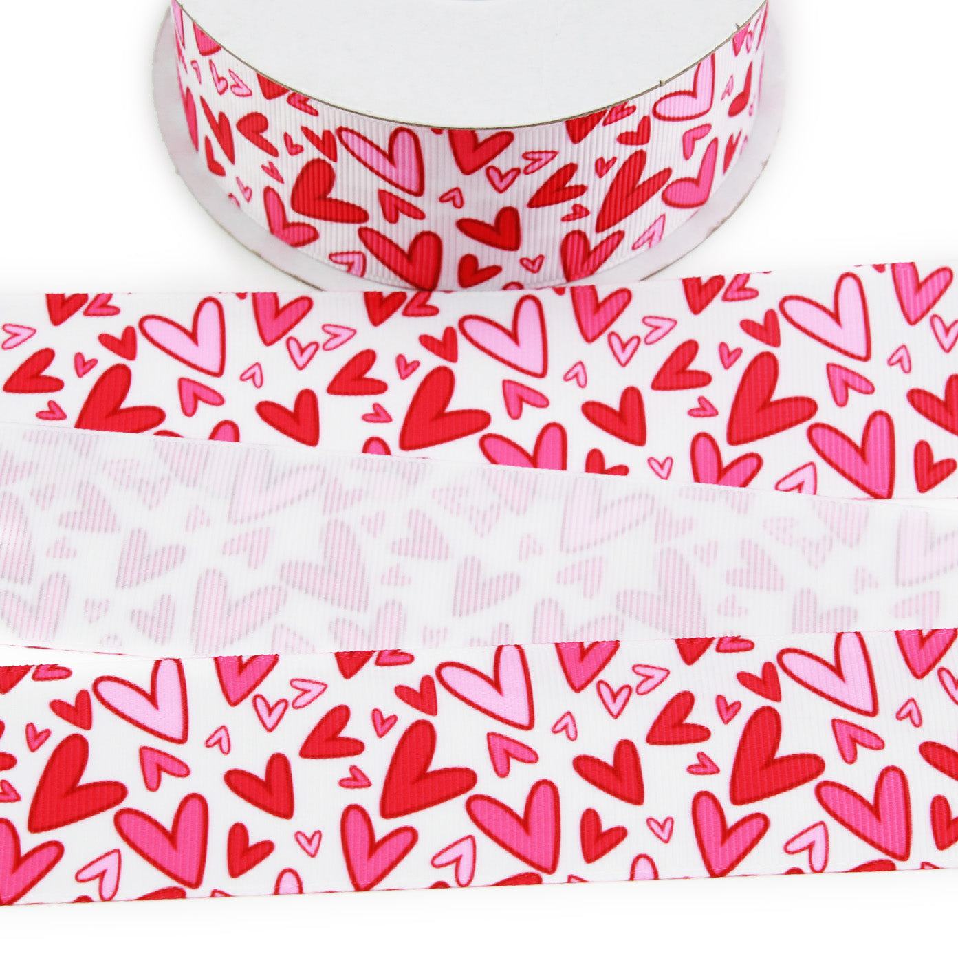 Scattered Hearts Grosgrain Ribbon