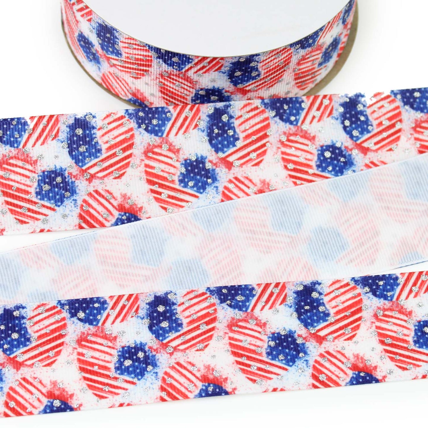 American Flag Hearts Grosgrain Ribbon