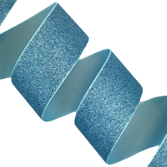 Light Blue Soft Glitter Grosgrain Ribbon