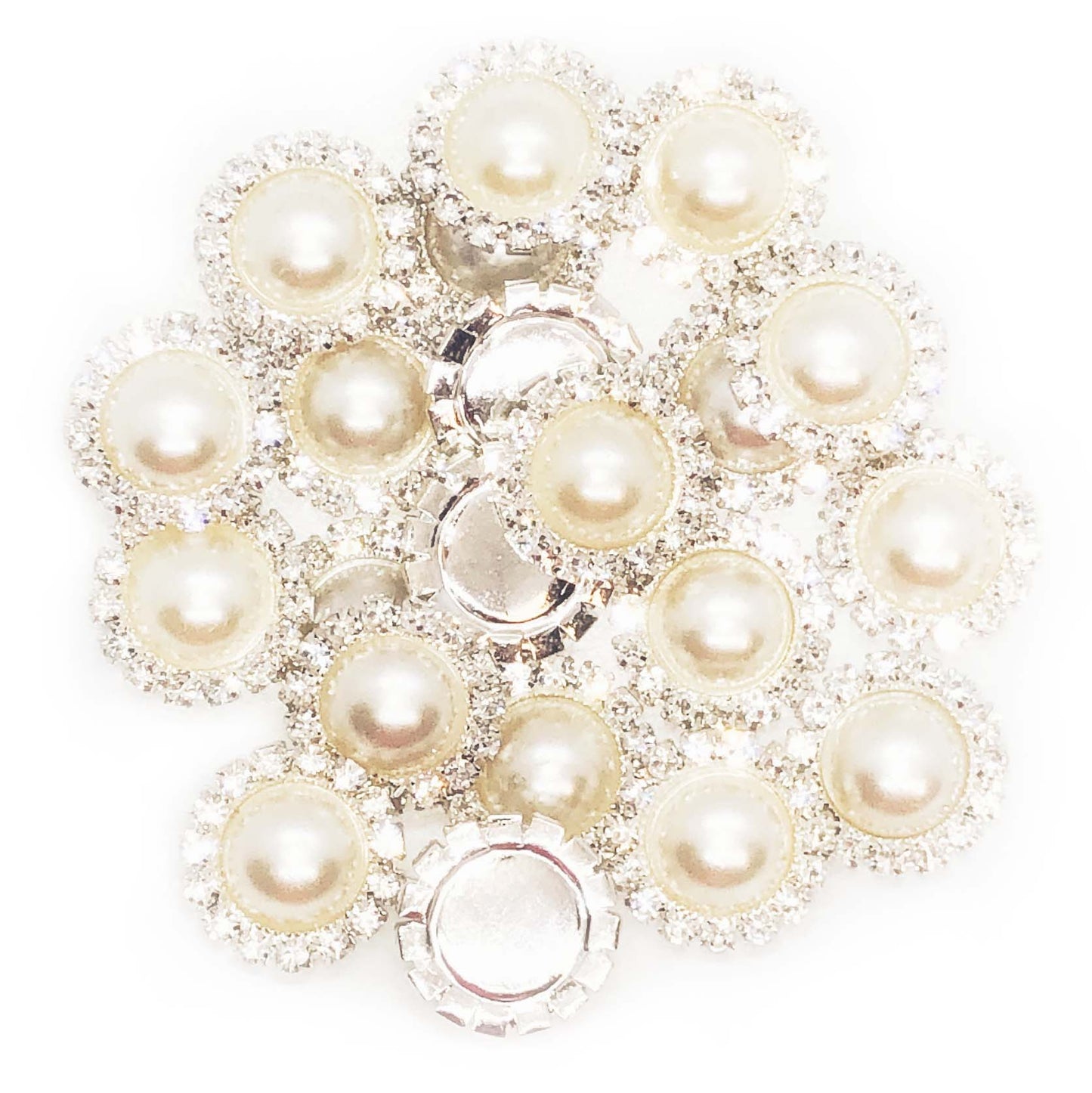 Rhinestone Pearl Flat Back Buttons