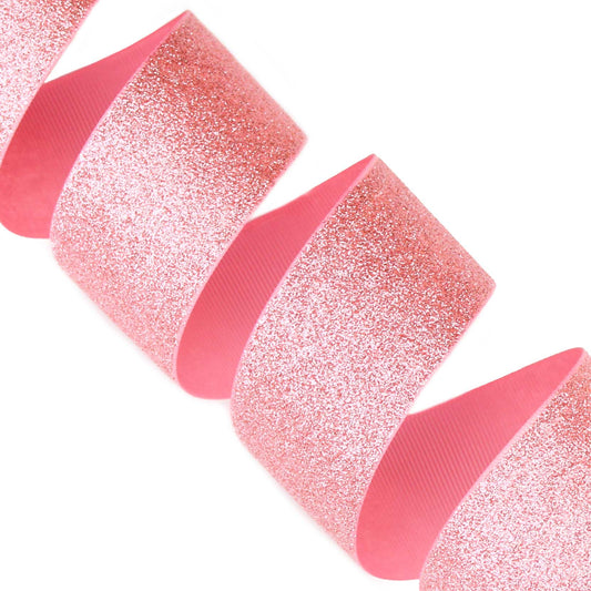 Pink Soft Glitter Grosgrain Ribbon