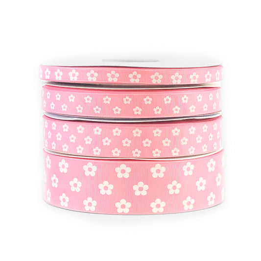 Flower On Pink Grosgrain Ribbon