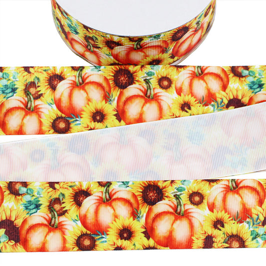 Pumpkins and Sunflowers Grosgrain Ribbon