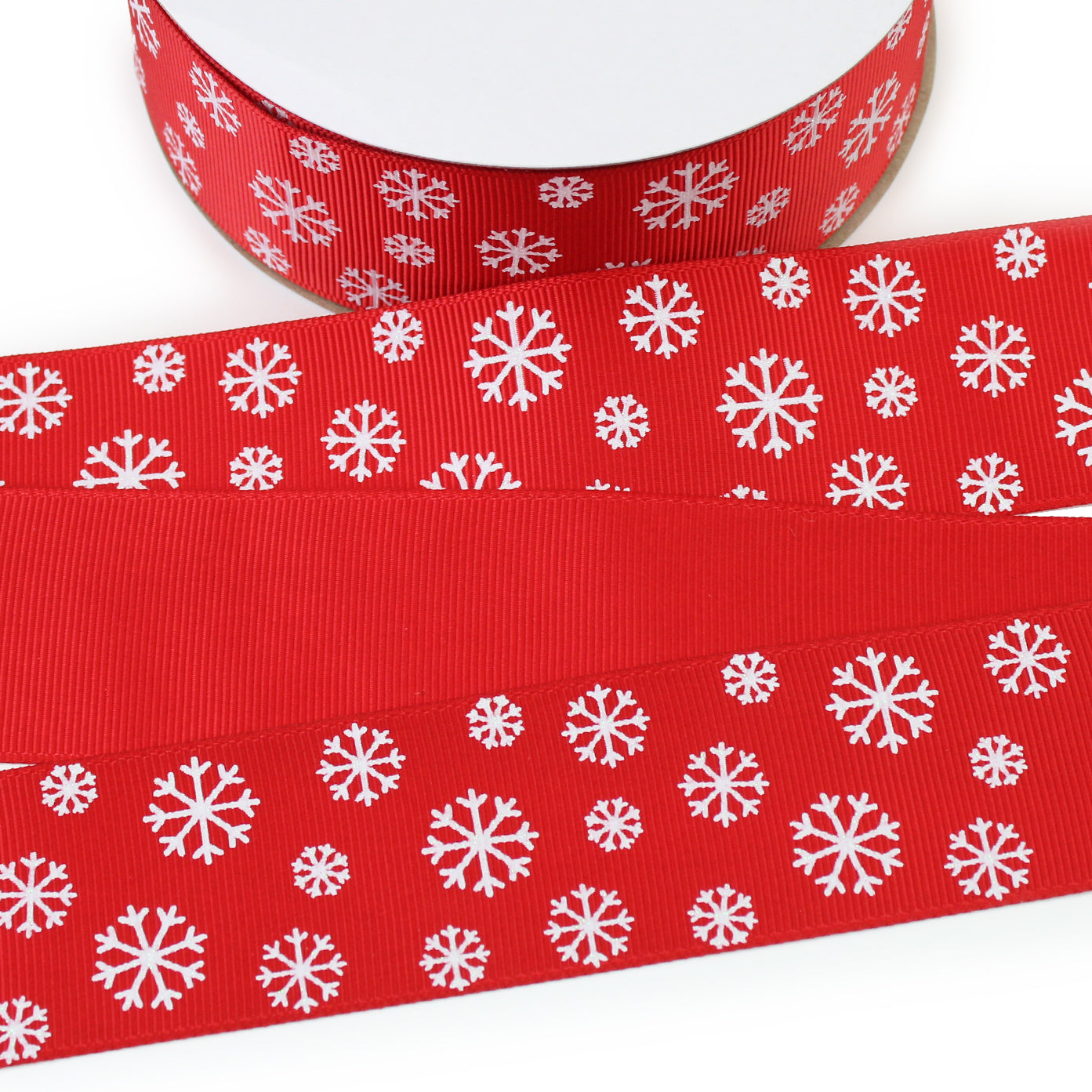 White Snowflakes Grosgrain Ribbon