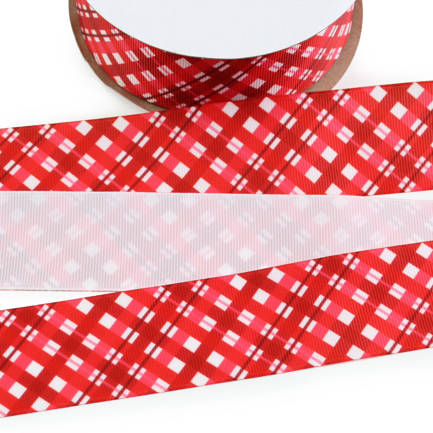 Red Plaid Grosgrain Ribbon