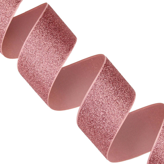 Rose Gold Soft Glitter Grosgrain Ribbon