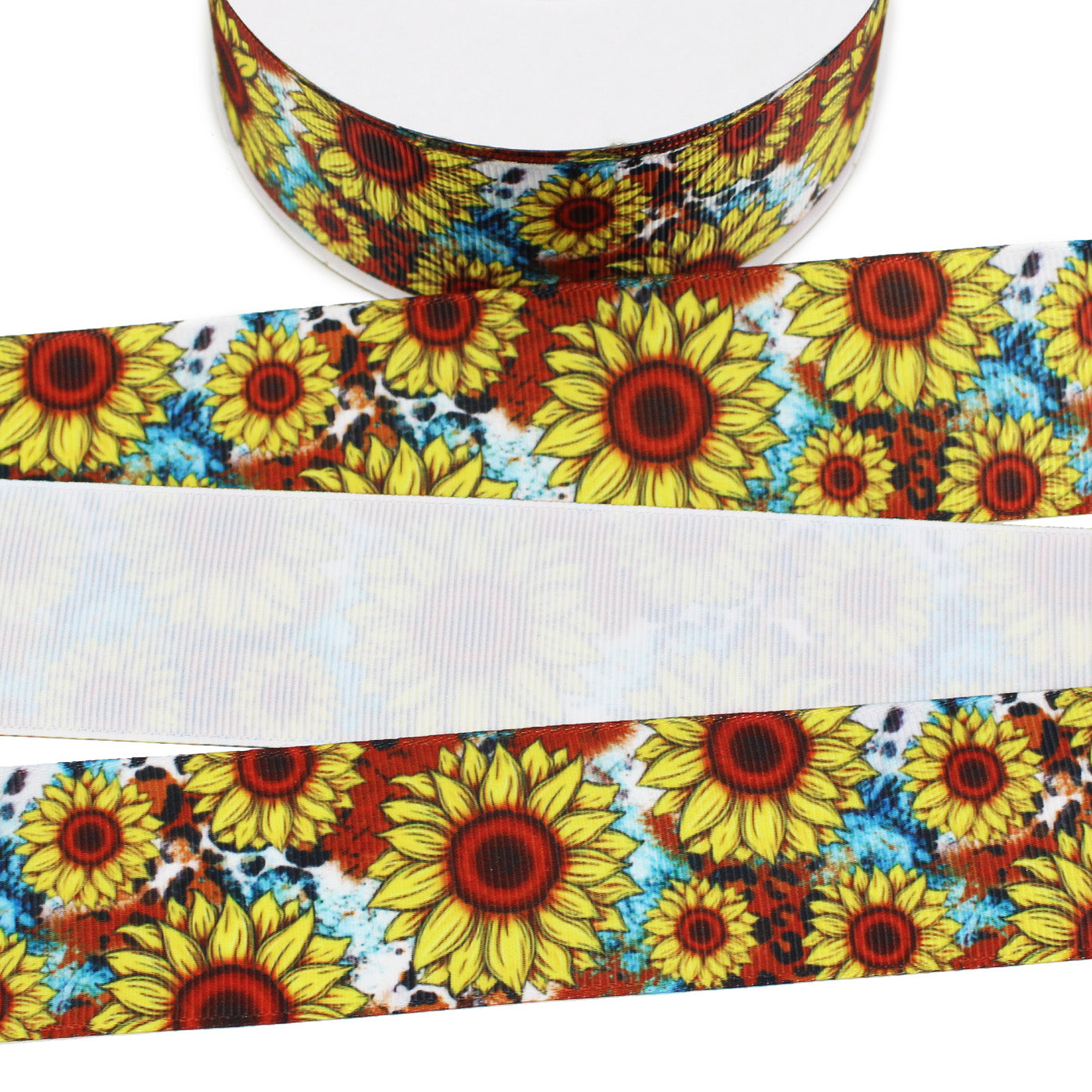 Cowhide Sunflower Grosgrain Ribbon