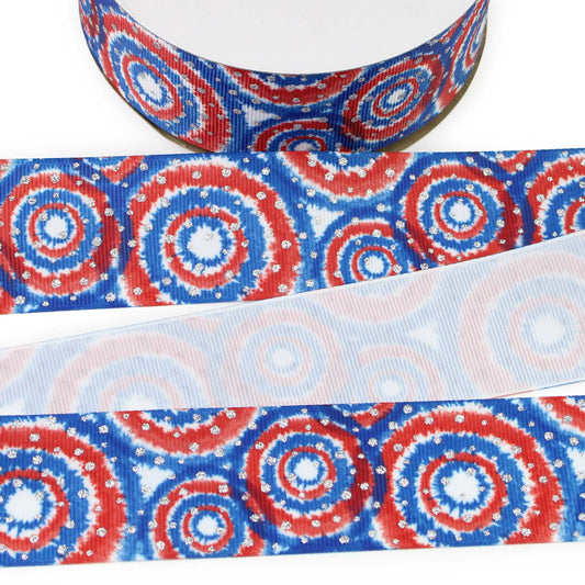 Patriotic Tie Dye Grosgrain Ribbon