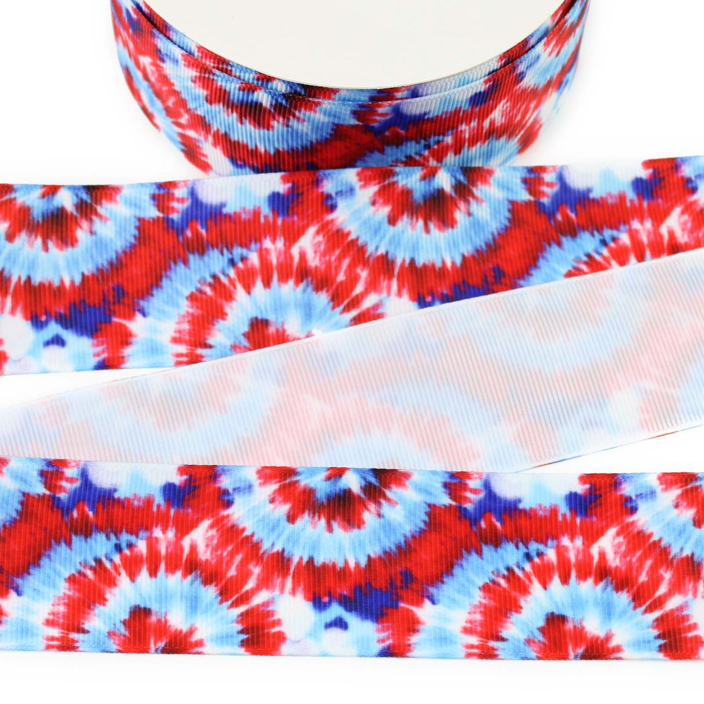 Red, White and Blue Tie Dye Grosgrain Ribbon