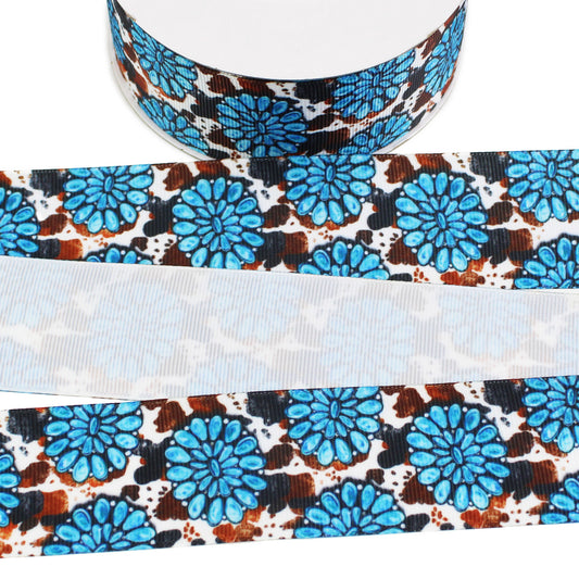 Turquoise Gemstone Grosgrain Ribbon