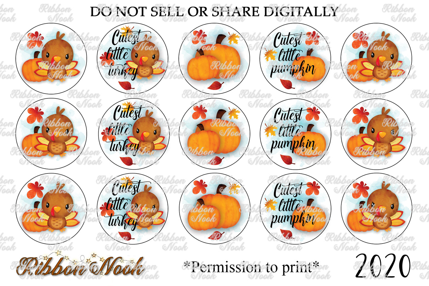 Cute Watercolor Turkey Bottle Cap Images